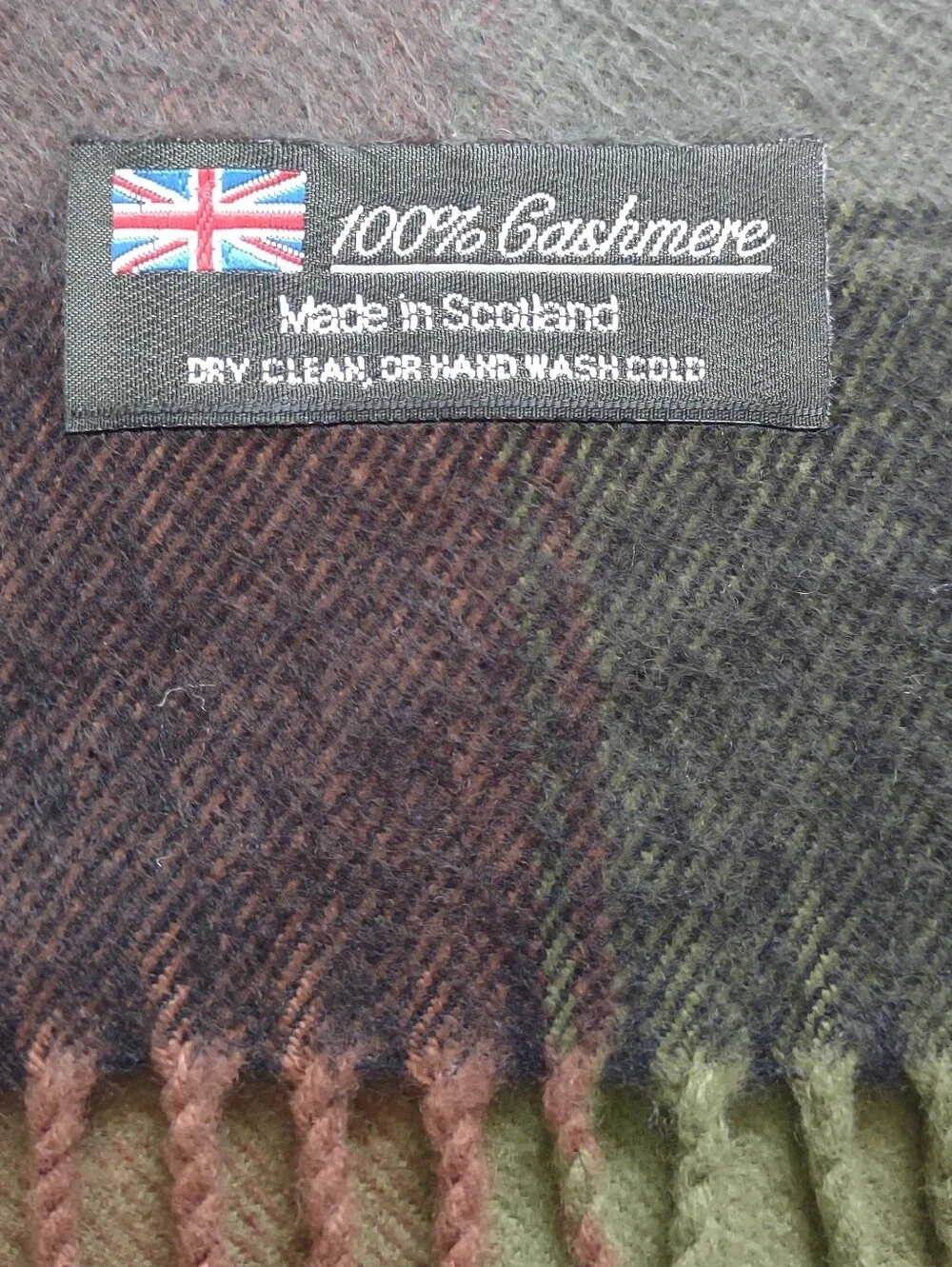 Cashmere Scotland Earthy Colors Scarf With Fringe
